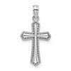 14K White Gold Beaded Trim Cross Charm