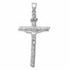 14k White Gold Textured Tree INRI Crucifix Pendant