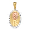 14K Two-tone with White Rhodium Solid Our Lady of Guadalupe 15 Oval Pendant