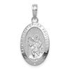 14k White Gold Polished Solid Saint Christopher Medal Oval Pendant
