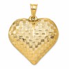 14K Polished Basket Weave Pattern 3-D Puffed Heart Pendant