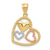 14K Two-tone with White Rhodium Polished Hearts Pendant