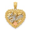 14k Tri-color Polished #1 MOM Shadowbox Pendant