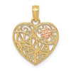 14K Two-tone Polished NANA with Flower on Heart Pendant