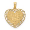 14K Gold Polished DADDYS LITTLE GIRL Textured Heart Charm