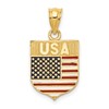 14k Enameled USA Flag Shield Pendant