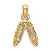 14K 3-D Polished Textured Ballerina Slippers Charm