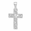 14K White Gold Polished Textured Nugget Style Cross Pendant