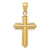 14K Polished Beveled Stick Cross with Frame Pendant