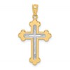 14k Two-tone Polished Budded Cross Pendant