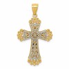 14K Two-tone Polished 2-Level Fleur de Lis Cross Pendant