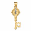 14k with White Rhodium Solid St. Benedict 2-Sided Cross Key Pendant