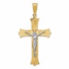 14k Two-Tone Polished Satin Diamond-cut Crucifix Cross Pendant