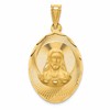14K Polished Diamond-cut Solid Large Sagrado Corazon de Jesus Oval Pendant