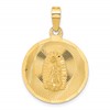 14K Polished Diamond-cut Large Solid Our Lady Of Guadalupe Round Pendant