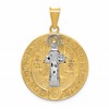14k and White Rhodium Solid Large St. Benedict Medal Pendant