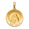 14k Polished and Satin Solid Saint Anthony Small Round Medal Pendant