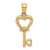 14k Polished 3D Heart Key Pendant