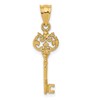 14K Polished Filigree Key Charm