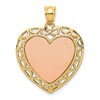 14K Two-tone Polished Engravable Lace Frame Heart Pendant