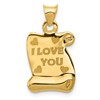 14k Polished and Textured I LOVE YOU Scroll Pendant