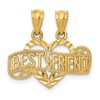 14k Diamond-cut 2-Piece Break-Apart BEST FRIEND Heart Pendant
