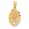 14k Two-tone with White Rhodium Diamond-cut Our Lady of Guadalupe with 15 Pendant