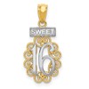 14k with White Rhodium Filigree SWEET 16 Pendant
