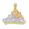14k Two-tone with White Rhodium Diamond-cut #1 NANA with Rose Pendant