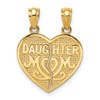 14k Satin and Polished DAUGHTER-MOM 2-Piece Break-Apart Heart Pendant