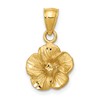 14k Satin Diamond-cut Hibiscus Pendant