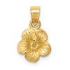 14k Satin Diamond-cut Hibiscus Flower Pendant