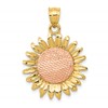 14k Two-tone Polished Sunflower Pendant