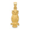14k Satin Diamond-cut Owl Pendant
