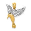 14k and White Rhodium Polished Hummingbird with Filigree Wings Pendant
