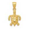 14k Polished and Textured Diamond-cut Sea Turtle Pendant