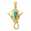 14k Polished Lab Created Blue Opal Stingray Pendant