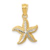 14k with White Rhodium Diamond-cut Starfish Pendant