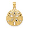 14k and White Rhodium Diamond-cut Polished Sand Dollar Pendant