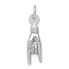 14K White Gold 3-D Rock On Sign Charm
