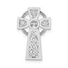 14k White Gold Polished Celtic Cross Omega Slide