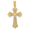 14k Diamond-cut Polished Filigree Cross Pendant