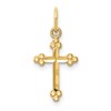 14k Small Diamond-cut Budded Cross Pendant