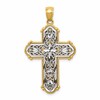 14k and White Rhodium Reversible Diamond-cut Filigree Cross Pendant