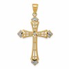 14k and White Rhodium Diamond-cut Cross Pendant