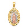14K Two-tone with White Rhodium Diamond-cut Our Lady of Guadalupe Oval Charm