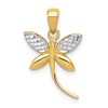 14k and White Rhodium Diamond-cut Polished Dragonfly Pendant