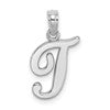 14KW White Gold Script Letter T Initial Pendant