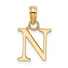 14K Polished Block Letter N Initial Pendant