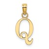 14K Polished Block Letter Q Initial Pendant